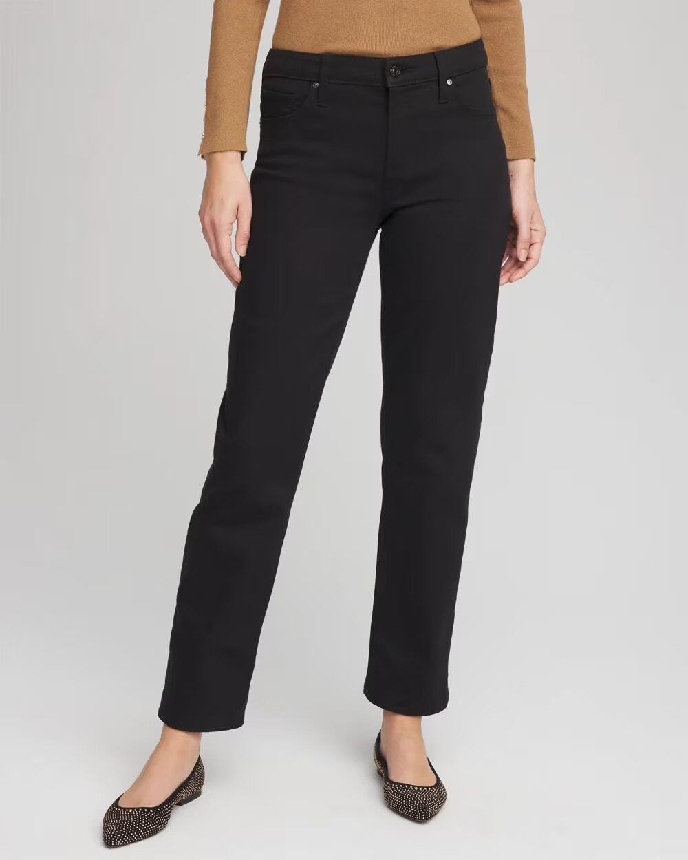 Chico’s Girlfriend Straight Ankle Jeans Black Womens 0.5 (US 6) Classic Preppy